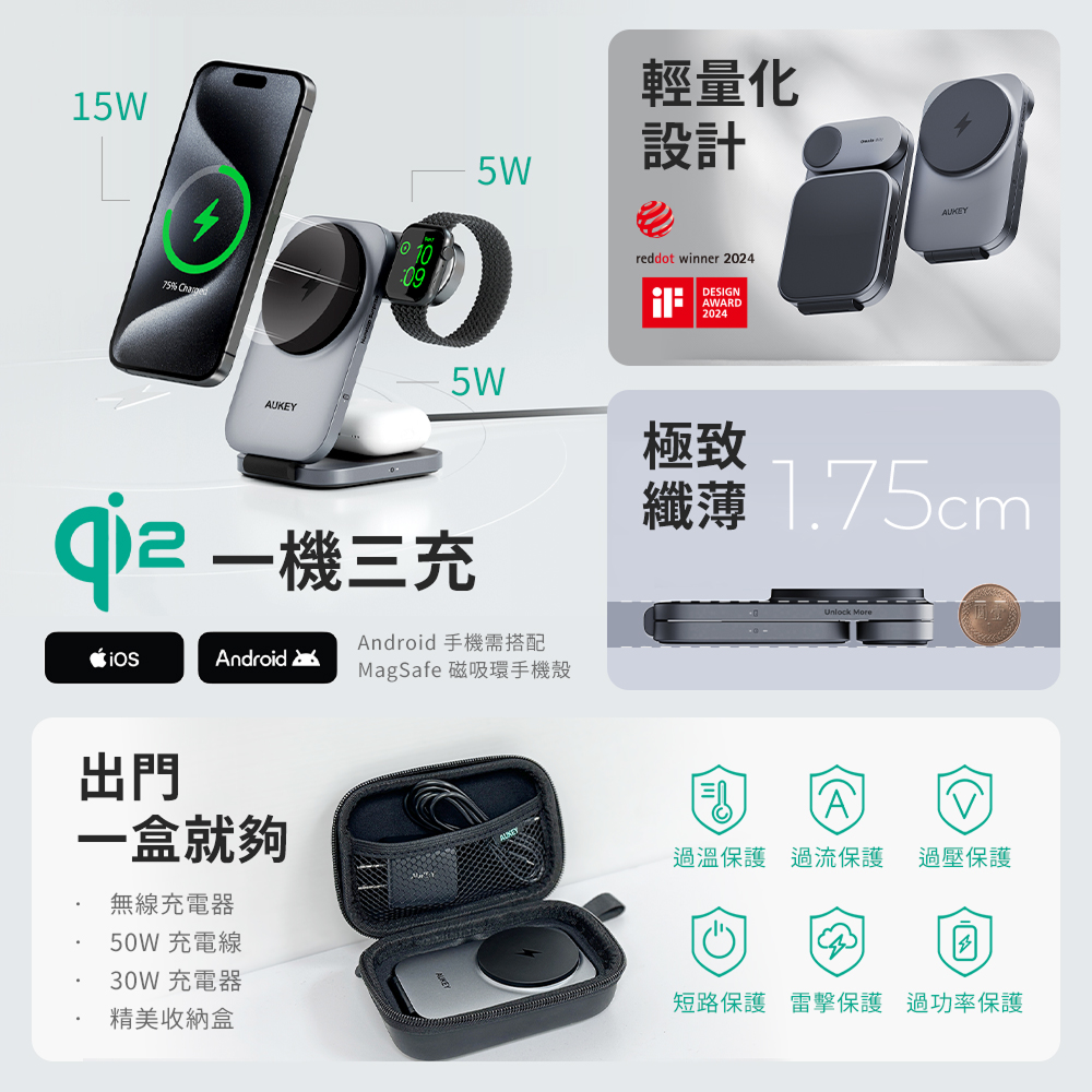 MagFusion Z Qi2 三合一磁吸折疊式旅行無線充電器