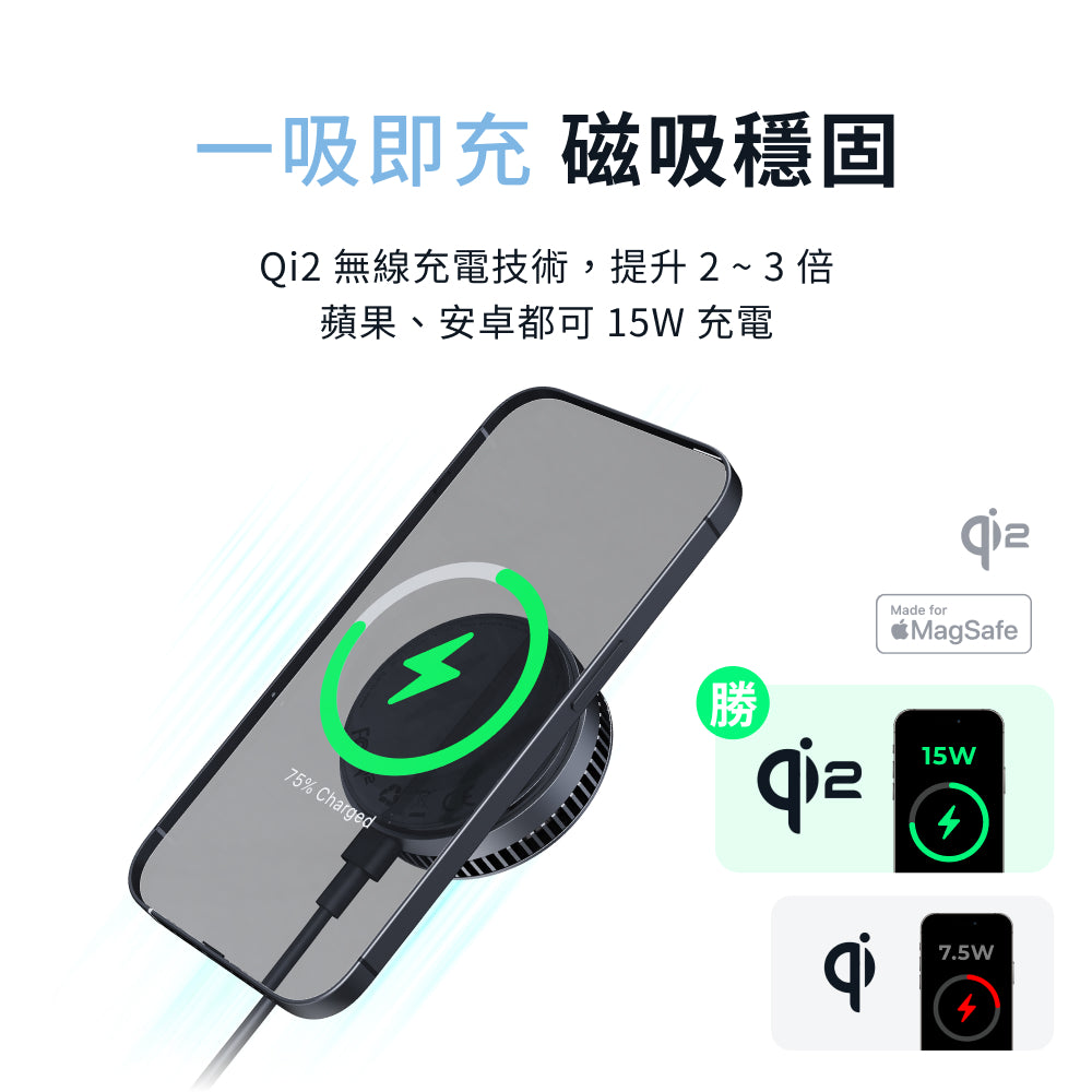 小冰充 磁吸快充手機散熱器｜Qi2認證、手遊降溫神器（LC-G10A）