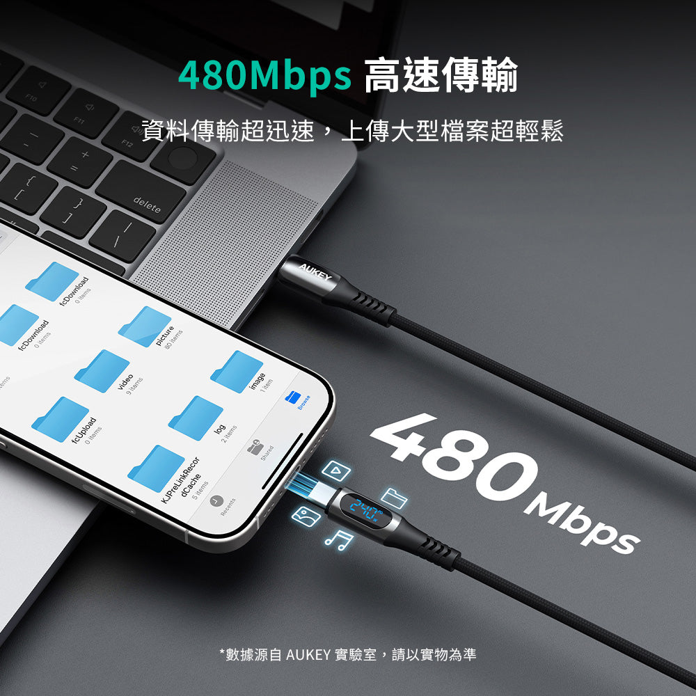 Type-C to Type-C 240W 2M數位顯示螢幕快充傳輸線（DCC244）