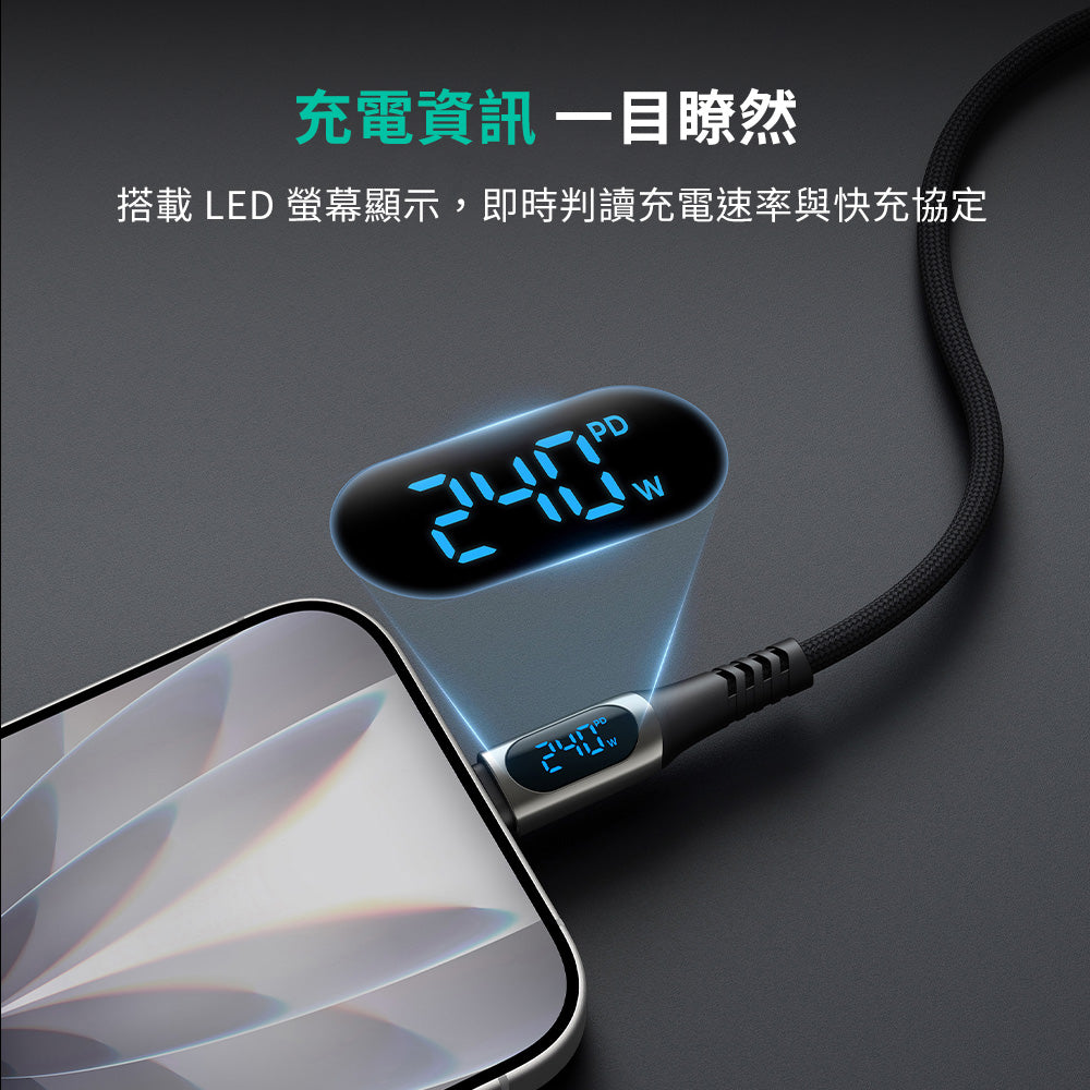 Type-C to Type-C 240W 2M數位顯示螢幕快充傳輸線（DCC244）