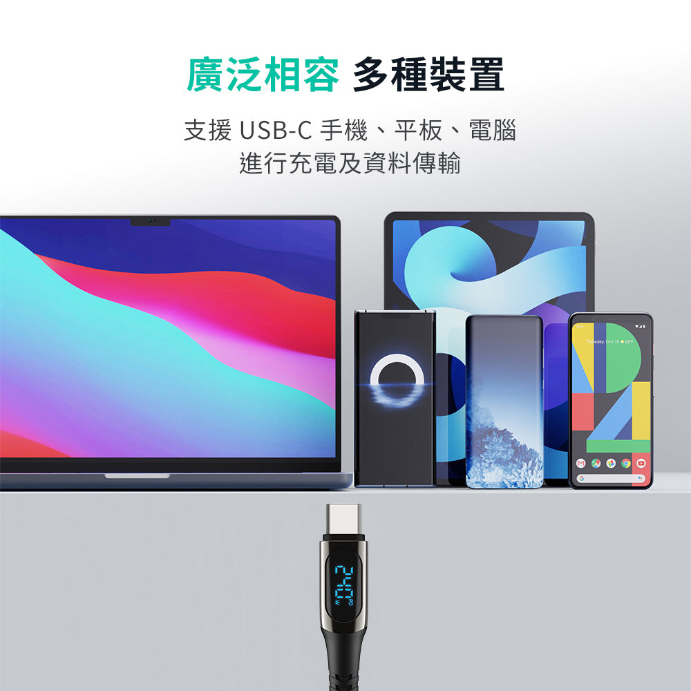 Type-C to Type-C 240W 2M數位顯示螢幕快充傳輸線（DCC244）